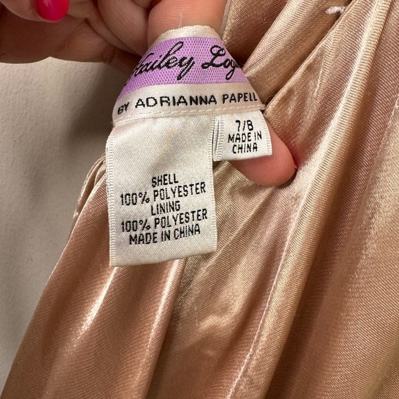 Vintage NWT Adrianna Papell Champagne Black Asymmetrical Neckline Gown Dress - Picture 10 of 14